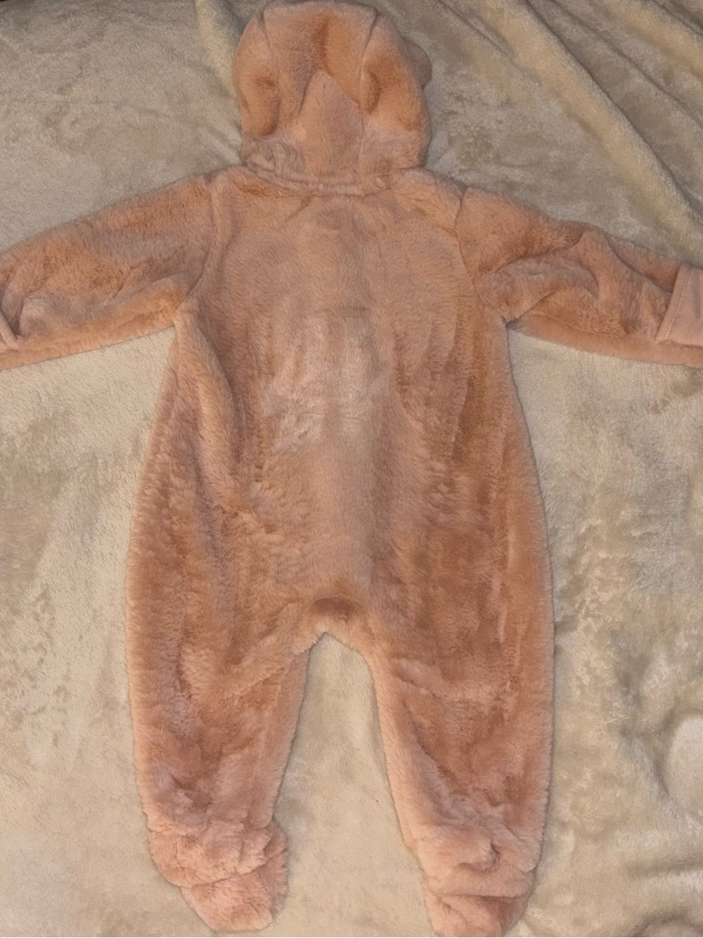 H&M Pink Baby Sherpa One-Piece Bear Ears Hooded Romper | 6M | - Picture 7 of 11